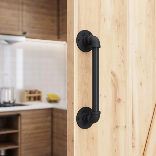 Vista 5 de SMARTSTANDARD Manija de puerta de granero de tubería de 11 pulgadas, negro