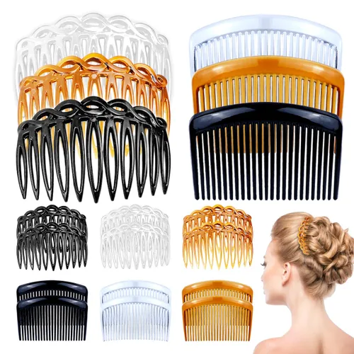 Vista 8 de Juego de 18 peines para el cabello torcido para niñas y mujeres, pinzas de plástico para el cabello con 9/11/25 dientes para múltiples peinados