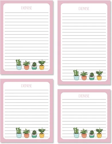 Vista 13 de Current Juego de 4 bloc de notas personalizado con inicial, juego de 4 blocs de 100 hojas, varios tamaños, ideal para listas de compras, listas