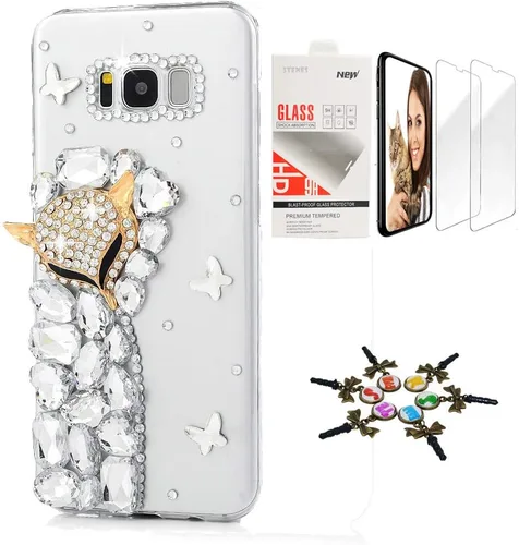 Vista 12 de Sparkle Funda compatible con Samsung Galaxy J2 Prime – Elegante funda 3D hecha a mano con diseño floral de mariposas y flores con protector