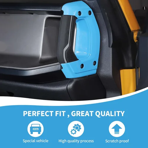 Vista 4 de RAZPOY Cubierta para manija lateral de consola central compatible con accesorios interiores Ford Bronco 2021-2024, azul claro