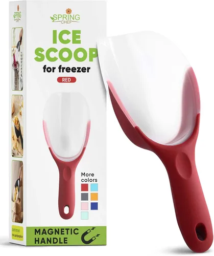 Vista 22 de Spring Chef Cuchara de hielo magnética para congelador, cuchara de palomitas de maíz de plástico flexible sin BPA con mango de agarre suave, cuchara
