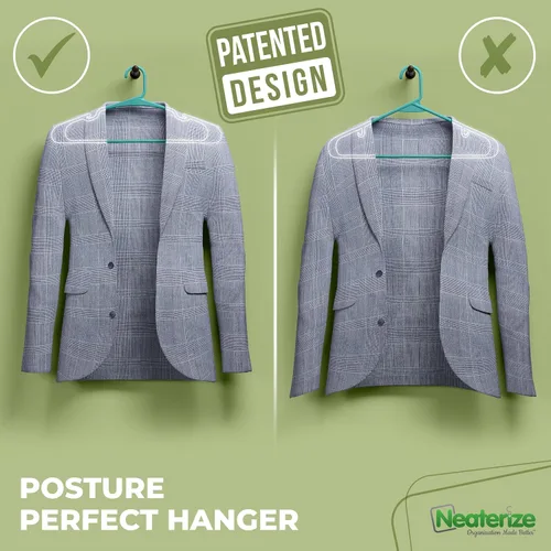 Vista 4 de NEATERIZE - Ganchos de ropa de plástico, 20 paquetes, Aqua - Perchas para colgar ropa