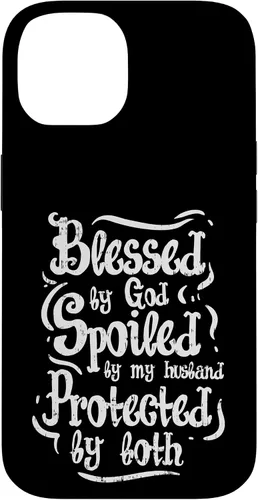 Vista 4 de iPhone 16 Blessed by God Spoiled by My Husband Funny Wife Mom Case