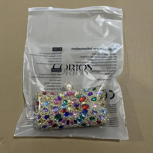 Vista 8 de Bolso de noche de diamantes de imitación para mujer, bolso de mano multicolor de lujo, bolso de boda nupcial