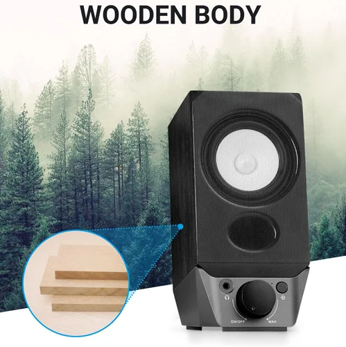 Vista 6 de Edifier R19BT 2.0 Sistema de altavoces para PC con gabinete de madera, Bluetooth 5.3, sonido estéreo completo, graves potentes, control de volumen