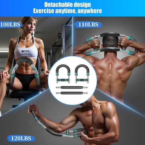Vista 2 de Twister arm Trainer, Adjustable Resistance (40-140 lbs) Chest Workout Equipment,Forearm Power Exercise bar , pectoralis spinalis Device, Portable
