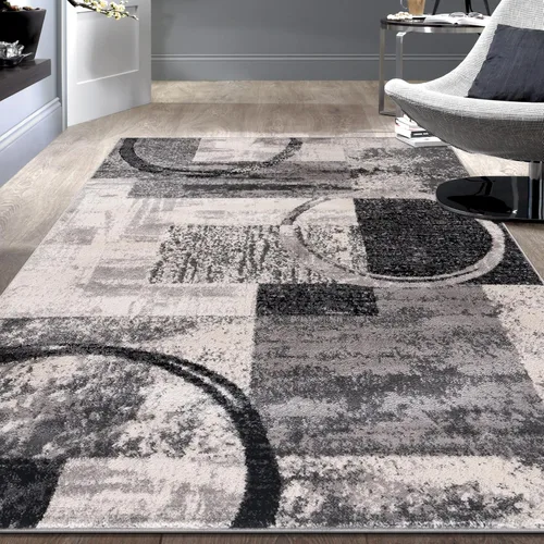 Vista 33 de Rugshop - Alfombra contemporánea con diseño abstracto de círculos, alfombra con respaldo de yute para entrada, cocina o habitación pequeña, marrón