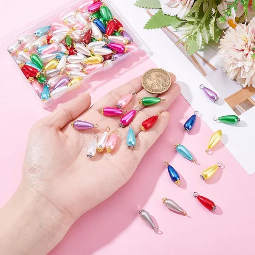 Vista 4 de Colgantes de perlas colgantes de perlas colgantes de perlas de plástico ABS colgantes de perlas de imitación para hacer collares, accesorios