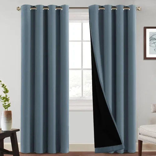 Vista 45 de PrinceDeco Cortinas 100% opacas de 54 pulgadas de largo, completamente opacas, tratamiento de ventanas, cortinas forradas con aislamiento térmico