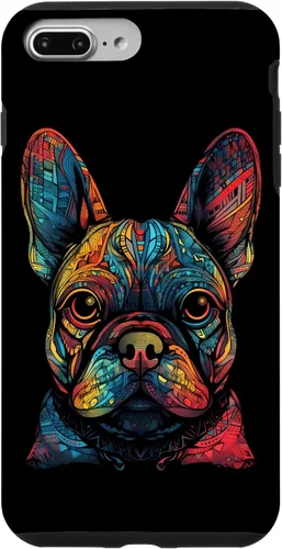 Vista 12 de iPhone 16 Colorful French Bulldog Face Frenchie Dog Lover Funny Black Case