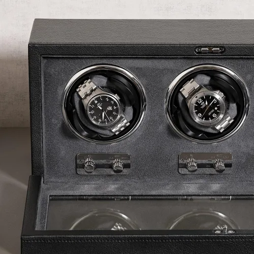Vista 6 de ROTHWELL Bobinadora de reloj triple para relojes automáticos con motor silencioso con múltiples velocidades y ajustes de rotación (negrogris)