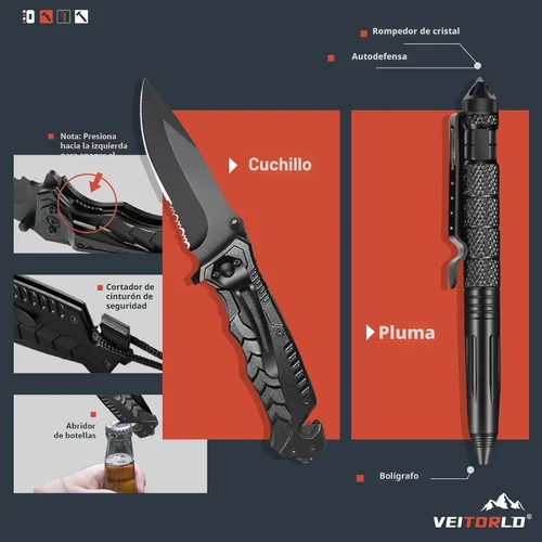 Vista 2 de VEITORLD Gifts for Men Dad Husband Him Fathers Day, Survival Gear and Equipment 12 in 1, Survival Kits, Cool Unique Fishing Hunting Anniversary
