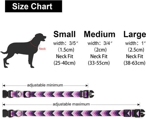 Vista 4 de Collar ajustable para perro con patrones, ultra cómodo, de nailon suave, transpirable, para perros pequeños, medianos y grandes (S, flecha)
