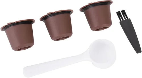 Vista 6 de 3 cápsulas de café reutilizables con filtro de cápsulas recargables para uso doméstico, color marrón, compatible con máquinas estándar