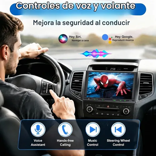 Vista 7 de Estéreo de coche doble DIN inalámbrico Apple CarPlay Android Auto, radio doble DIN de 7 pulgadas con Bluetooth, enlace de espejo, cámara de visión