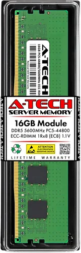 Vista 37 de A-Tech 16GB DDR5 4800MHz PC5-38400 ECC RDIMM 1Rx8 (EC8 10x4) Rango único 1.1V ECC Registrado DIMM 288-Pin Módulo de actualización de memoria RAM