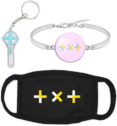 Vista 7 de WGEEEY Juego de regalos Kpop TXT tarjeta fotográfica TXT calcomanías pulsera protector facial anillos collar colgante pin de botón soporte