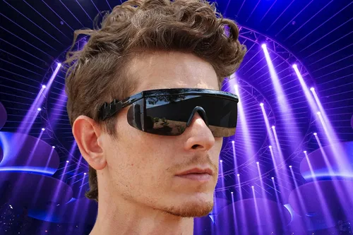 Vista 3 de Flawless Eyewear - Gafas de seguridad parcialmente sin marco, estilo retro, mica con reflejo de arco iris, gafas de sol, patas en zigzag