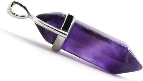 Vista 6 de Colgante auténtico del chakra del Reiki del punto de curación de la piedra del cuarzo, joyería que hace las piedras al por mayor, latín, Amatista