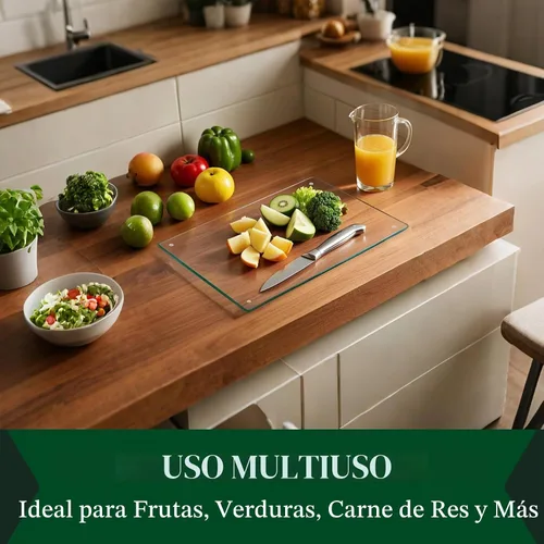 Vista 5 de Phore Tabla de cortar de vidrio templado para cocina, apta para lavavajillas, tabla de cortar transparente para encimera, resistente a los arañazos