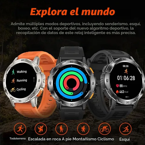 Vista 9 de Nueva brújula para exteriores 2026 con llamadas Bluetooth y monitoreo de salud, más de 100 modos de ejercicio, reproducción de música, asistente