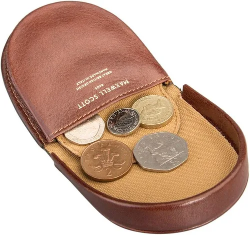 Vista 4 de Maxwell Scott Quality Leather Horseshoe Coin Wallet The Savino Handmade In Italy Chestnut Tan Brown