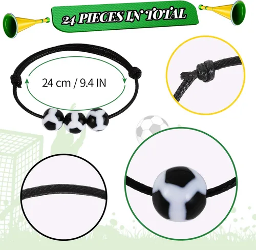 Vista 4 de Kolewo4ever Juego de regalos de fiesta de fútbol de 172 piezas con 24 bolígrafos, 24 pulseras, 24 mini bloc de notas, 100 calcomanías de fútbol