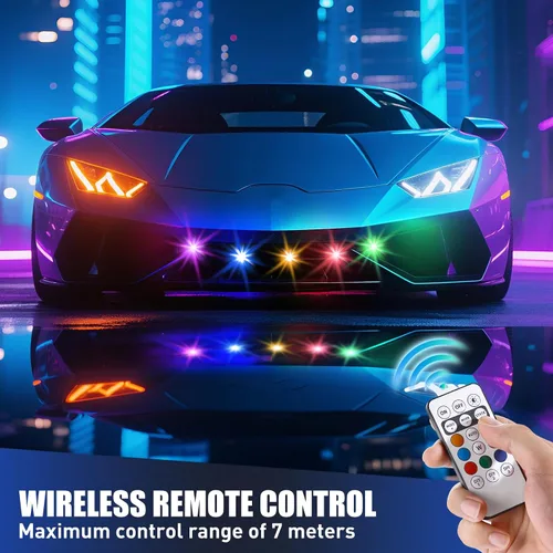 Vista 5 de 8 piezas de luces estroboscópicas LED inalámbricas con control remoto, 8 colores IP65 impermeables, luces estroboscópicas USB anticolisión de 3
