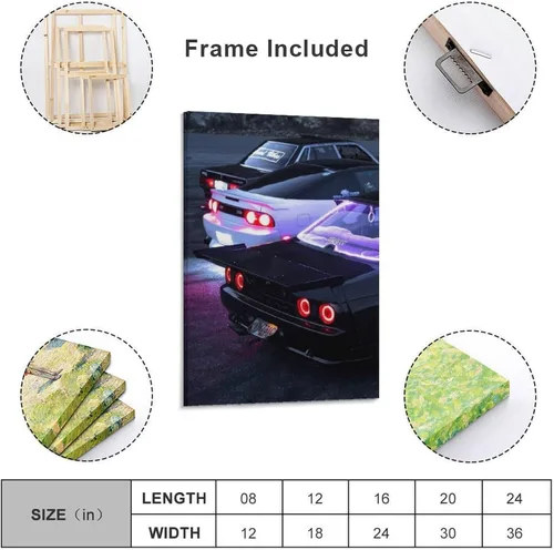 Vista 2 de Pósteres de coches JDM R35 rápidos y deportivos para decoración de pared de dormitorio, decoración estética para dormitorio de hombres, arte