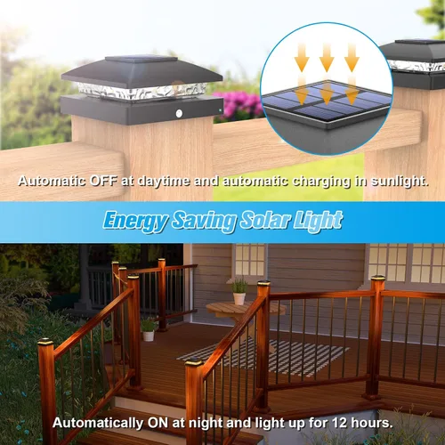 Vista 3 de VOLISUN Luces solares 4x4, paquete de 12 luces negras impermeables para Negro