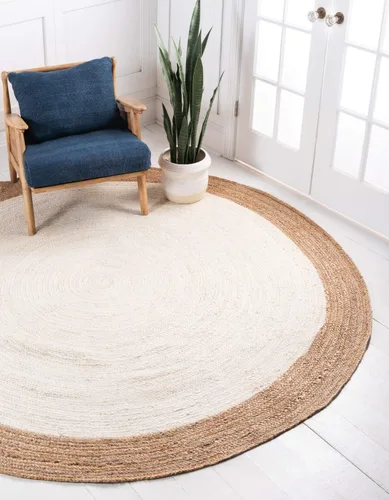 Vista 23 de Unique Loom Colección de yute trenzado de calidad clásica hecha natural tejida a mano con detalles de color sólido, alfombra rectangular de 2 pies 0