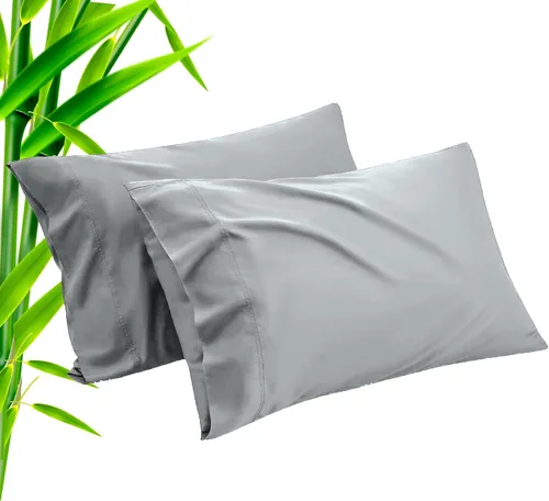Vista 32 de Fundas de almohada tamaño estándar paquete de 2, fundas de almohada de rayón de bambú refrescantes con cierre de sobre, fundas de almohada frescas