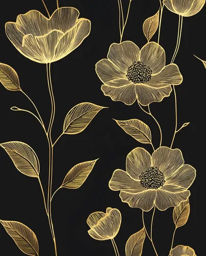 Vista 22 de Papel pintado floral dorado negro para pelar y pegar, papel pintado de hojas boho, papel de contacto botánico para gabinetes, vinilo autoadhesivo