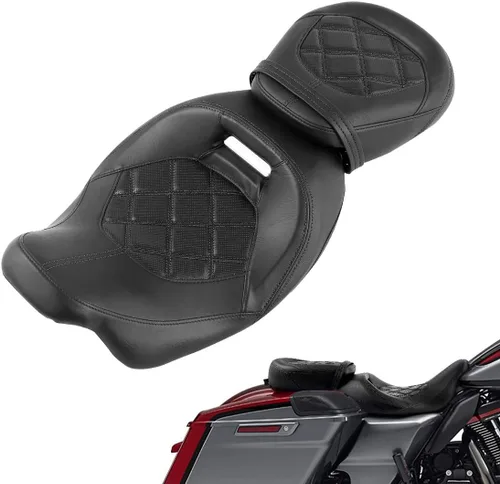 Vista 44 de TCT-MOTORPARTS Driver Rider - Almohadilla de respaldo para Harley Touring 2009-2023 Road King Street Road Electra Glide Ultra Black Stitching
