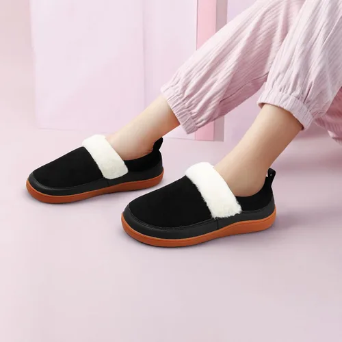 Vista 6 de Scurtain Pantuflas tipo mocasín para mujer, cómodas y cómodas botas de invierno con suela de goma cómoda