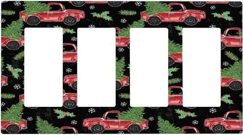 Vista 11 de Cubierta de interruptor de luz dúplex de 1 banda, cubierta decorativa de Navidad con copos de nieve rojos, placa frontal decorativa para cocina