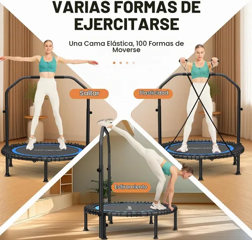 Vista 6 de ANCHEER Minitrampolín plegable de 40"/48", carga máxima de 450 libras/550 libras para interiores, con mango de espuma ajustable de 4 niveles
