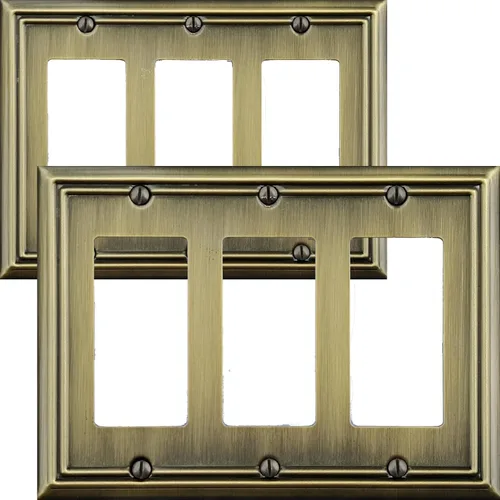 Vista 17 de OKAWYC Cubierta Individual en Blanco para Interruptor de Luz Placa de Pared de Metal Adler, Paquete de 4 Latón Antiguo 1 Gang, Cubierta