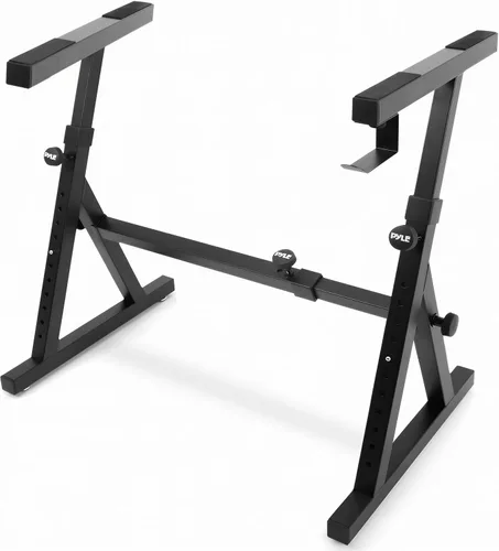 Vista 8 de Pyle Heavy Duty Folding Keyboard Stand - Sturdy Reinforced Z Design w/ Adjustable Width & Height, Foam Padded Arms, Digital Piano Stand, Fits 54-88