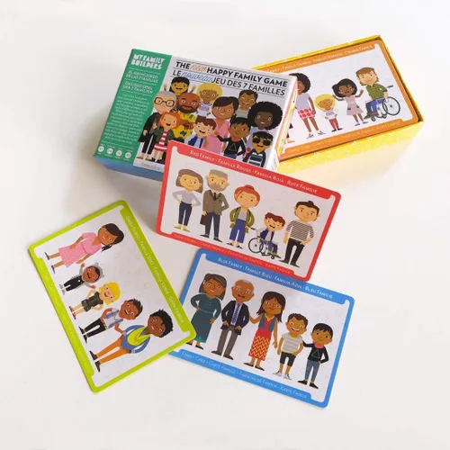 Vista 8 de Juego de cartas Happy Family - Tarjetas para niños que promueven la inclusión, la diversidad y la empatía, educativo y portátil, a partir de 4 años