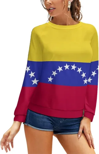 Vista 6 de Suéter casual de manga larga con cuello redondo y raglán de los Estados Unidos para mujer
