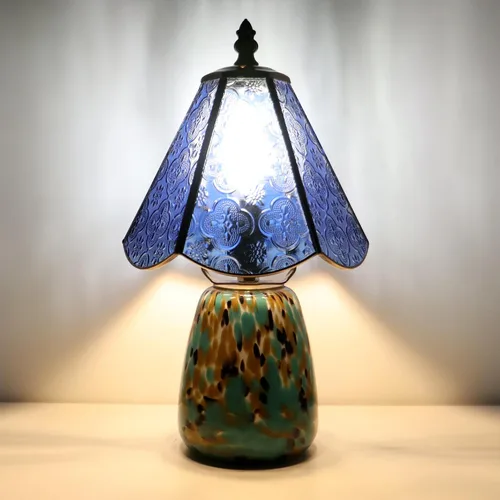 Vista 10 de Tiffany Lamp Stained Glass Mushroom Table Lamp 7X7X12 Inch Milky White Mini Night Light Glass Base Accent Light Suitable for Bedside Table Bedroom