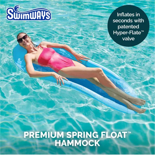 Vista 2 de SwimWays Spring Float Premium Hamaca Flotante para Piscina, Flotadores de Piscina Inflables para Adultos con Inflado Rápido para Edades de 15 años