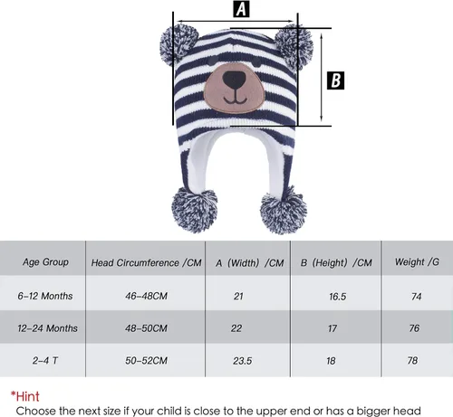 Vista 6 de LANGZHEN Gorro de invierno para niños pequeños gorro cálido con forro polar para bebés y niñas