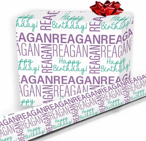 Vista 27 de Nombre personalizado en papel de regalo, rollo de papel de regalo personalizado con texto, regalo personalizado, unisex, adultos, hombres, mujeres