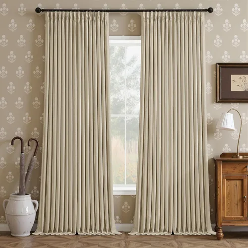 Vista 21 de Cortinas opacas de lino plisado natural de 96 pulgadas de largo