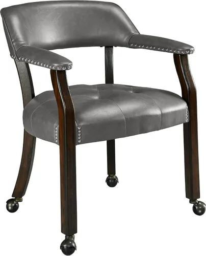 Vista 11 de LEEMTORIG Sillas de comedor con ruedas y brazos, sillas de comedor con ruedas, sillas de mesa de póquer de acento, sillas de madera maciza