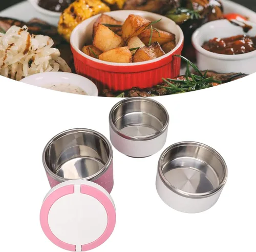 Vista 5 de Tarro de alimentos aislado al vacío para comida caliente, de triple capa, reutilizable, de acero inoxidable, a prueba de fugas, almacenamiento