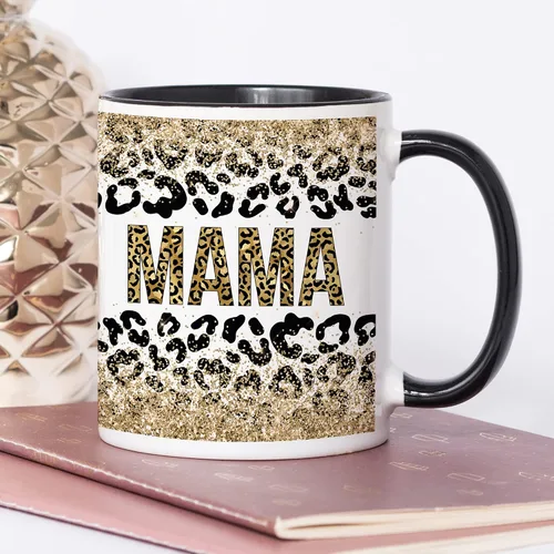 Vista 3 de YouNique Designs Taza para mamá, 11 onzas, taza de café única para el día de la madre de hija e hijo, impresión de leopardo, taza de café
